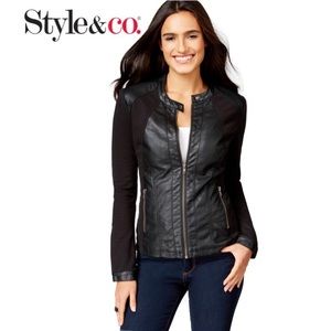 Black mixed media Moto Jacket